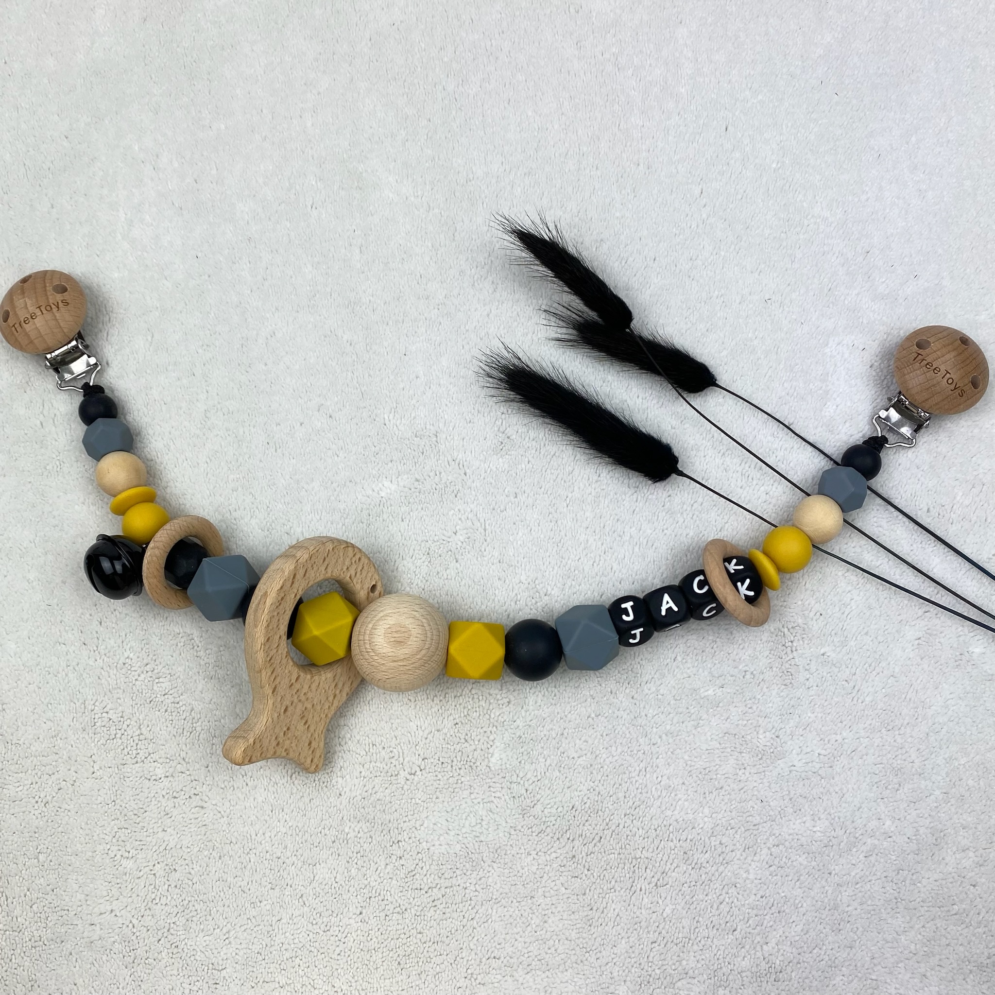 Wagenspanner met naam ~ Zwart okergeel