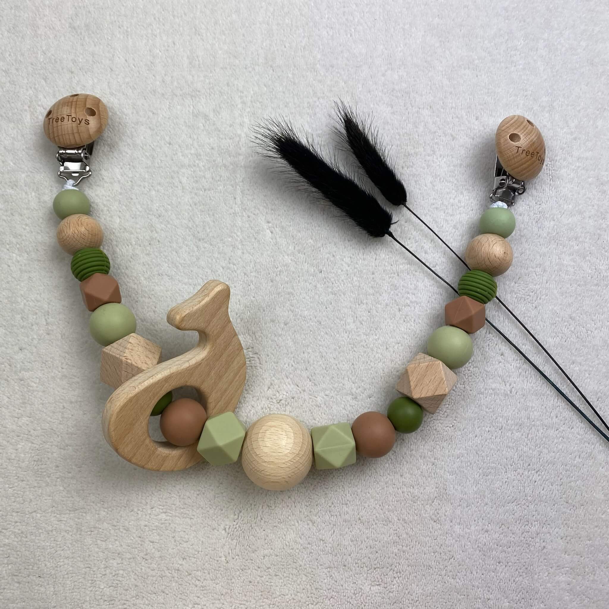 Wagenspanner met of zonder naam, in de kleuren groen choco en hout