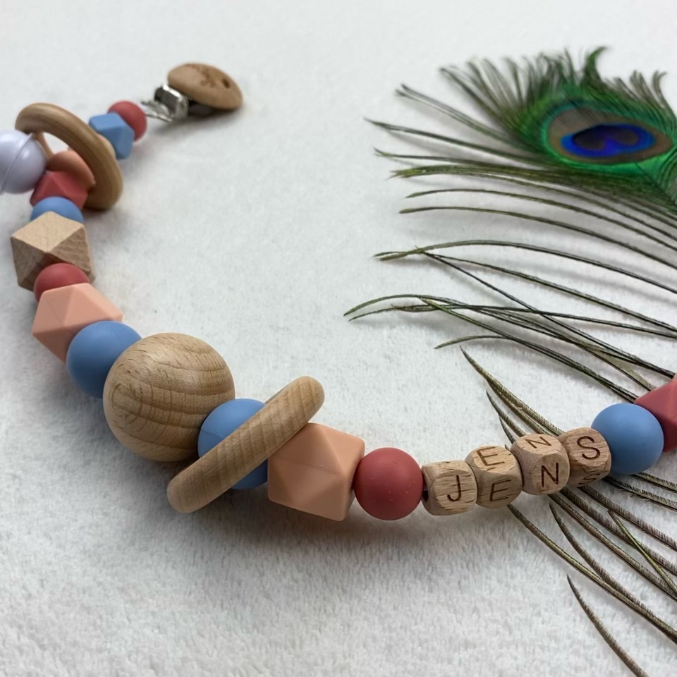 Wagenspanner met naam - blauw roze en rood