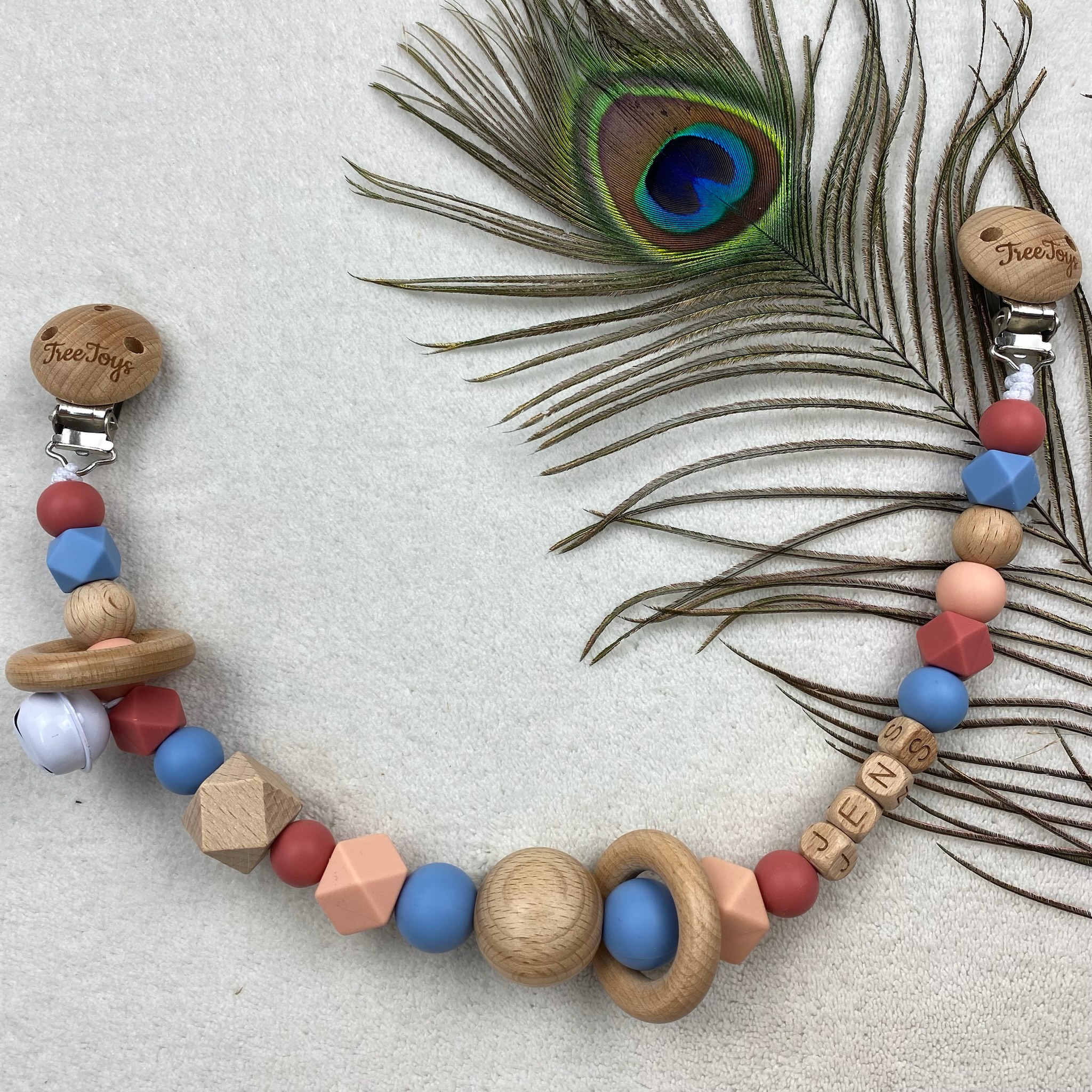 Wagenspanner met naam - blauw roze en rood