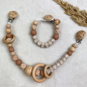 Wagenspanner met naam ~ Beige choco hout