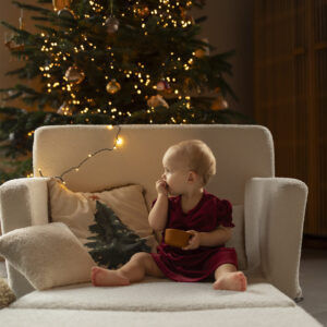 Kinderbankje teddy wit kerst