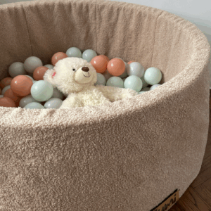 Ballenbak met teddy stof beige