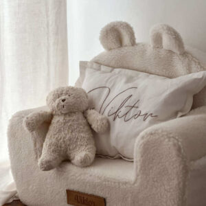 Fauteuil voor kinderen in Wit Teddy stof
