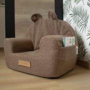 Kinderbankje in choco kleur teddy stof