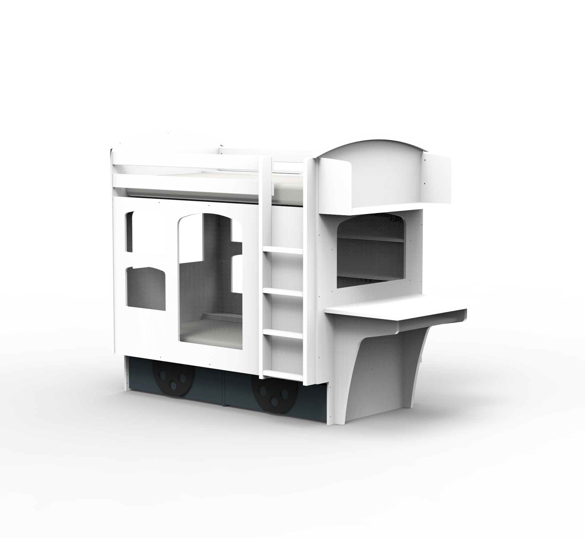 Hoogslaper kinderbed ~ Treinwagon 2 persoons - Afbeelding 2