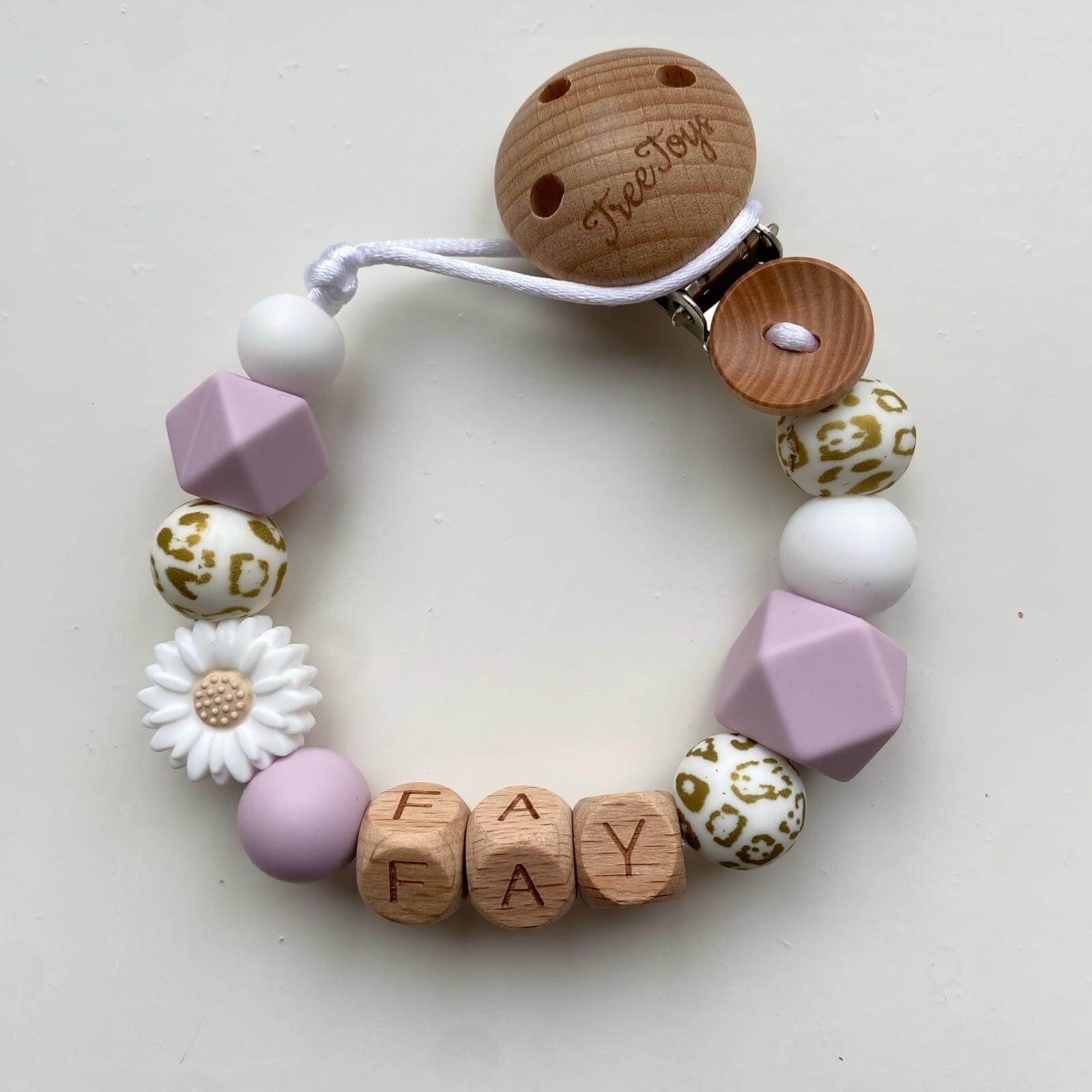 Speenkoord met naam Daisy wit goud