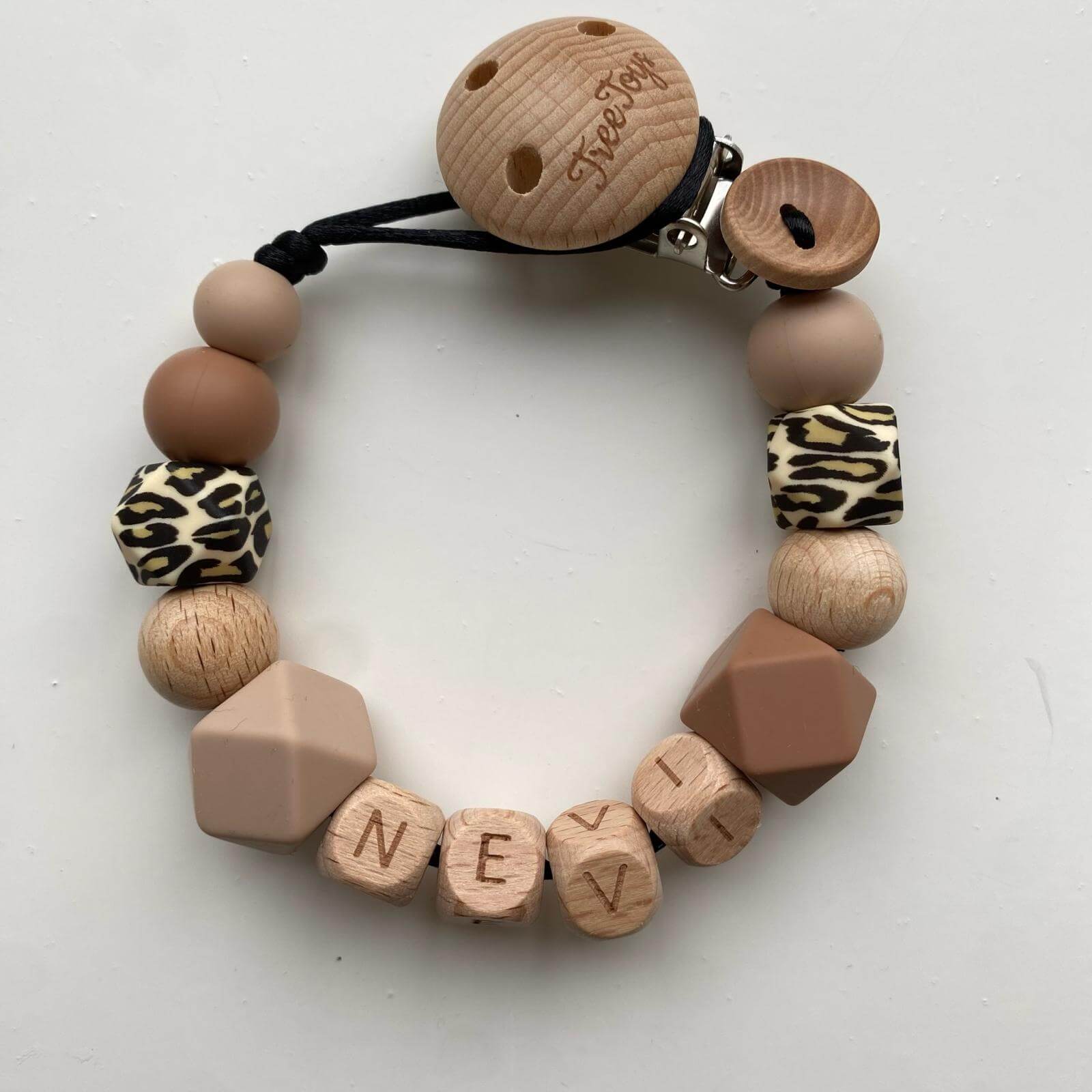 Speenkoord met naam Beige Caramel