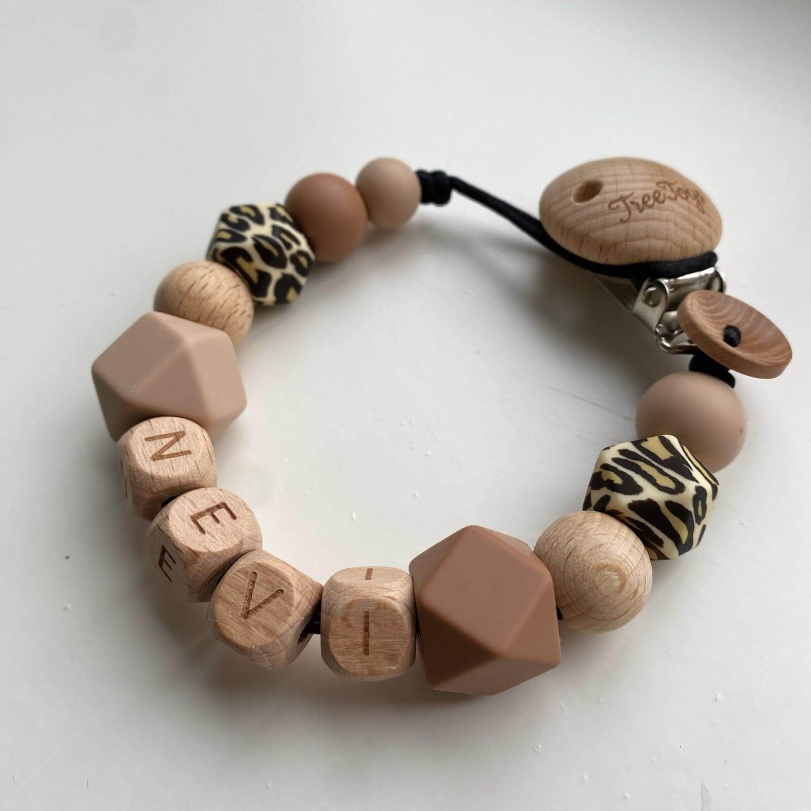 Speenkoord met naam Beige Caramel