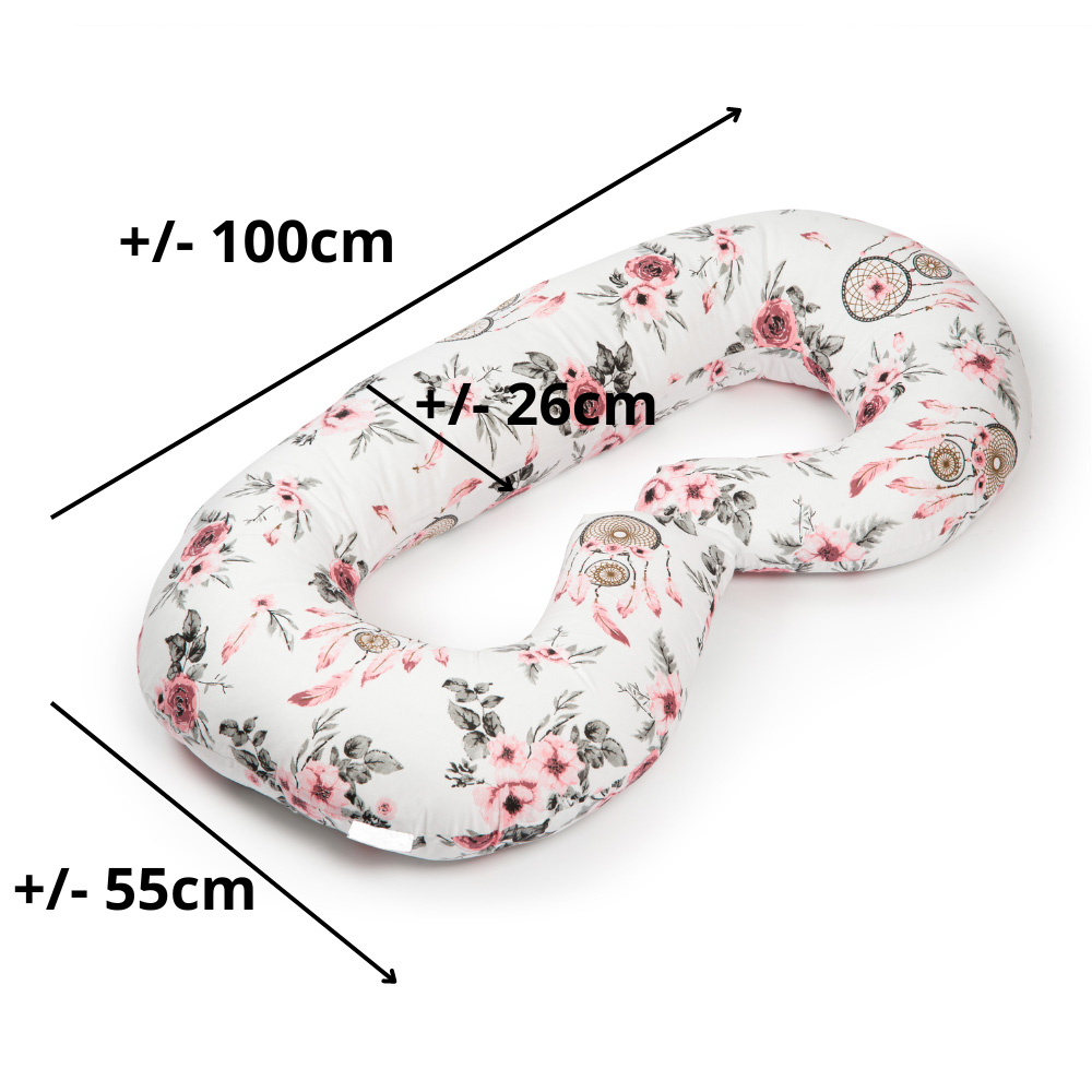 Zwangerschapskussen wit met roze bloemen 2