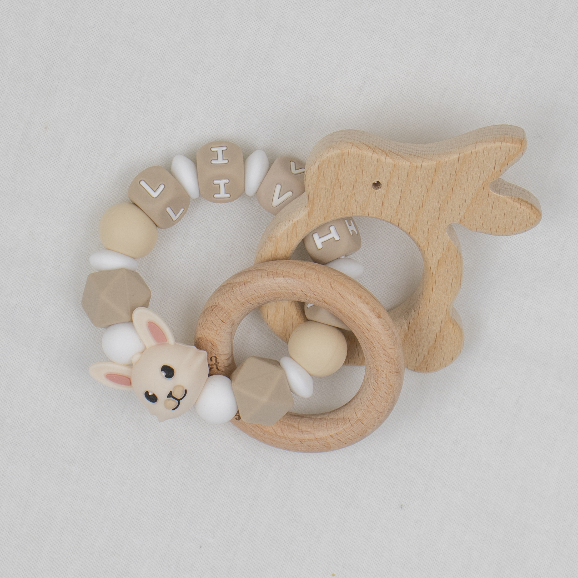 Bijtring konijn thema Grijs