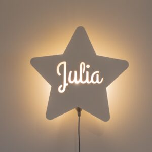 Houten wandlamp wolk met gepersonaliseerde naam