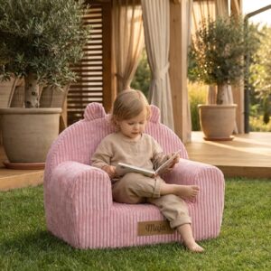 Kinderfauteuil met naam ~ Roze Corduroy